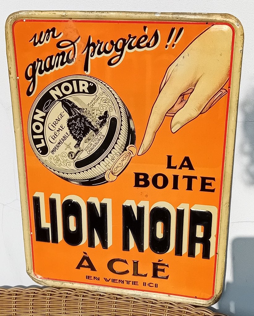 Zeldzaam reclamebord LION NOIR, Ophalen of Verzenden, Zo goed als nieuw, Reclamebord