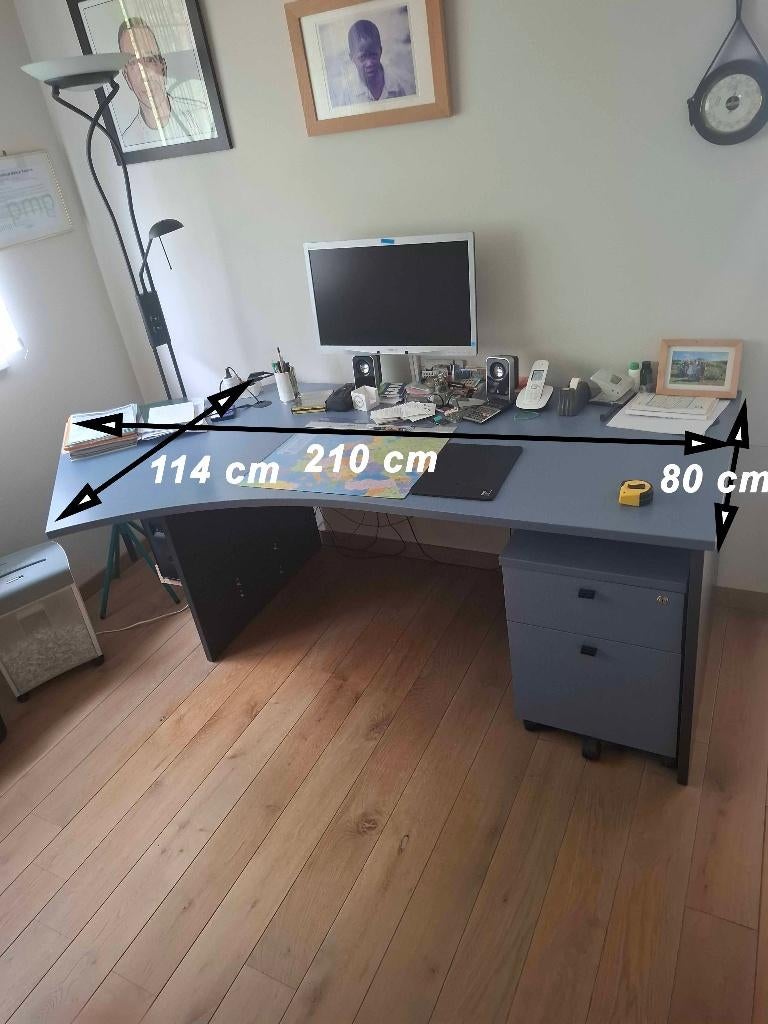 bureau, Bleu, Comme neuf, Enlèvement, Bois