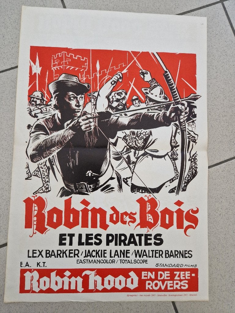 filmaffiche Robin Hood And The Pirates 1960 filmposter, Collections, Enlèvement ou Envoi, Rectangulaire vertical, A1 jusqu'à A3