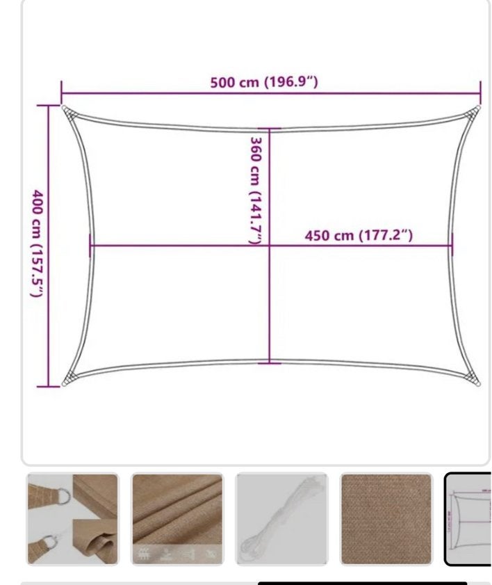 Zonnezeil 160 g/m² 4x5, Tuin en Terras, Ophalen, Nieuw