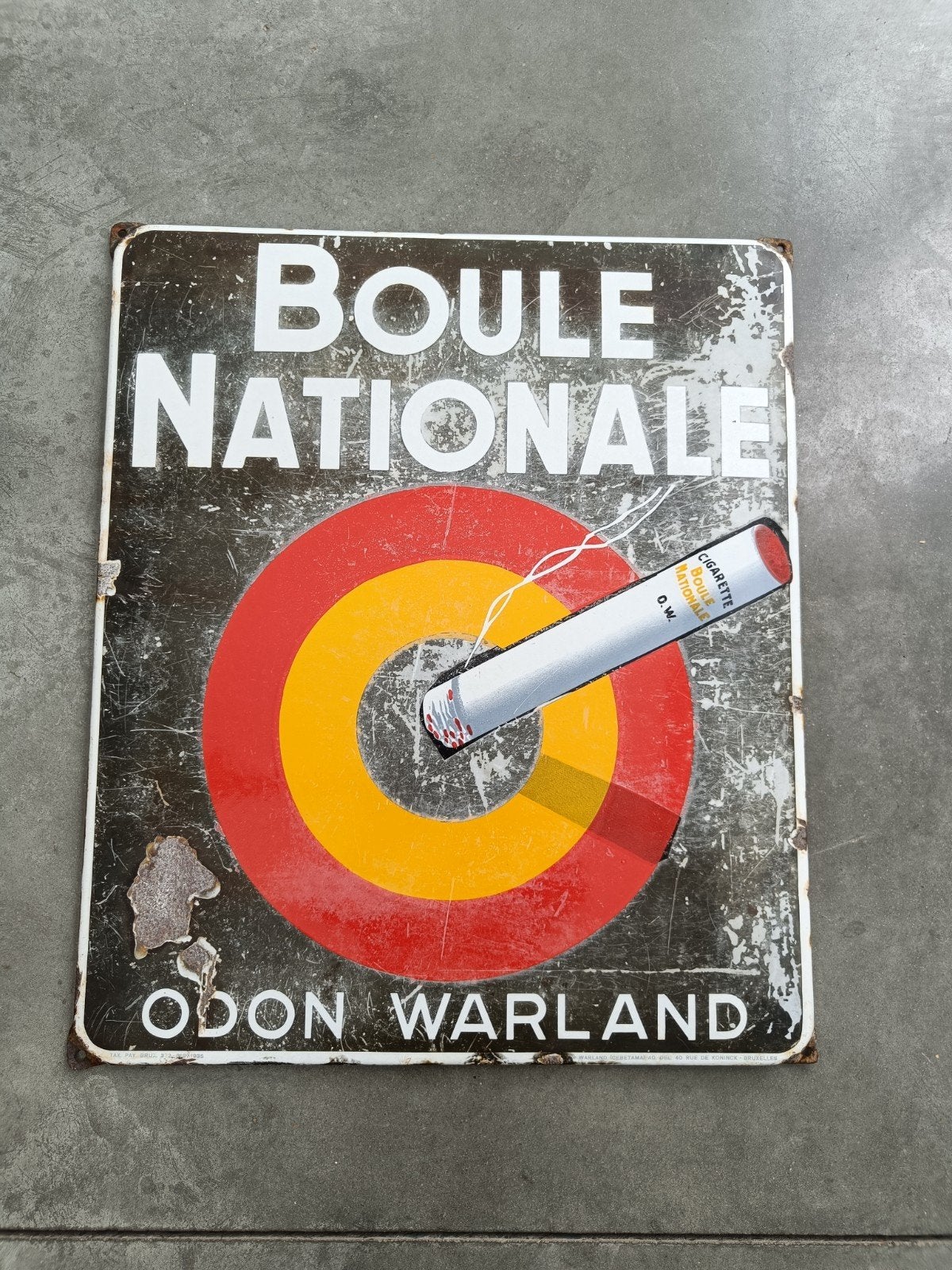 Boule Nationale emaille bord 1935, Ophalen