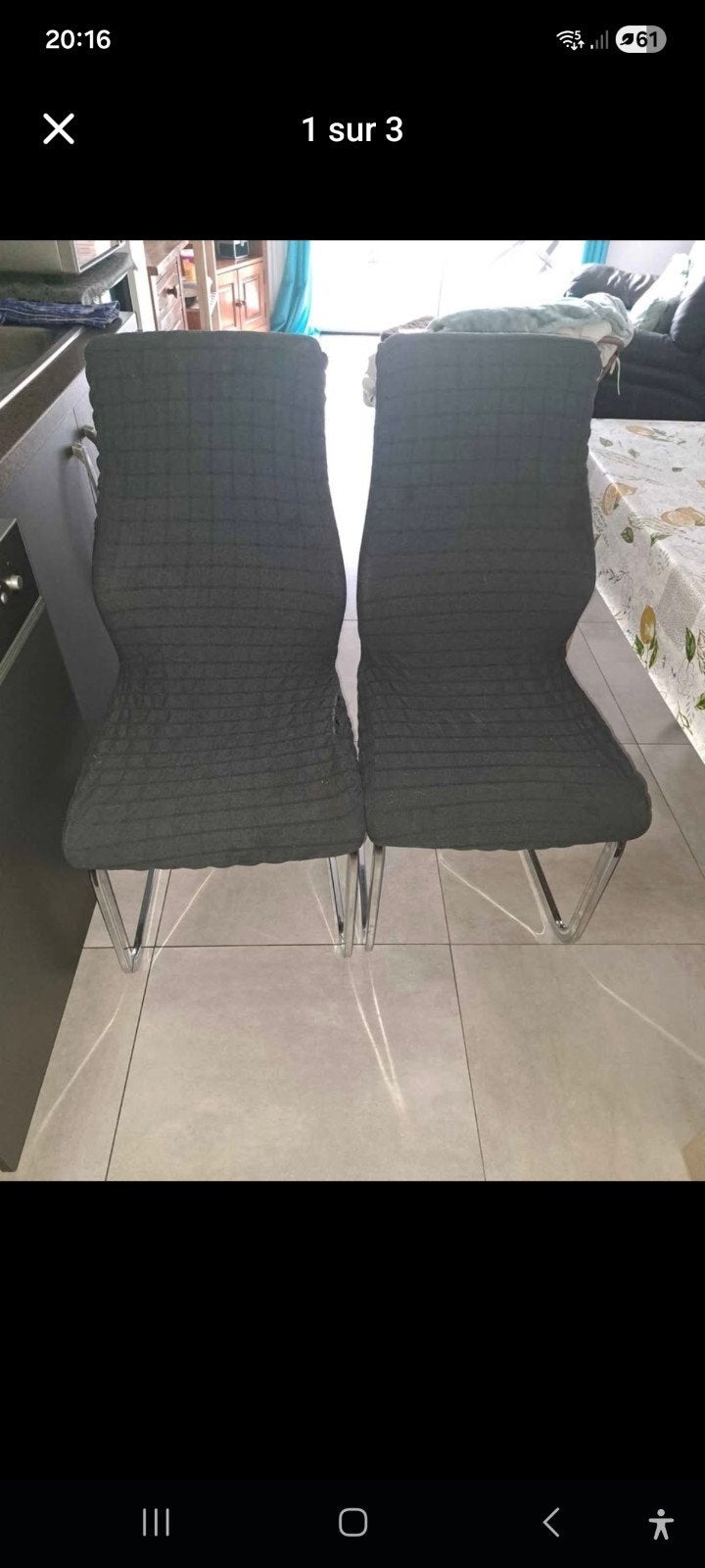 chaise, Maison & Meubles, Enlèvement, Noir, Cuir, Quatre