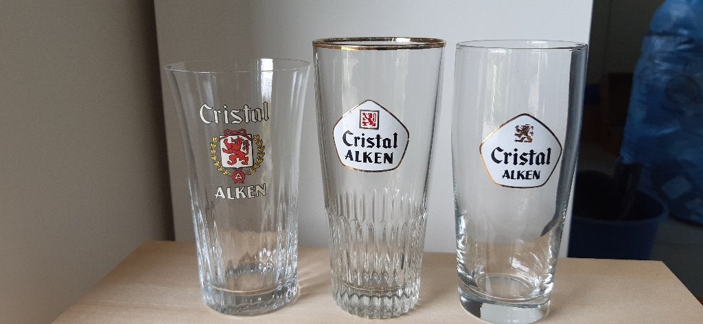 BIERmerk - Cristal Alken - 3 verschillende bierglazen, Verzamelen, Biermerken, Ophalen of Verzenden, Zo goed als nieuw, Glas of Glazen