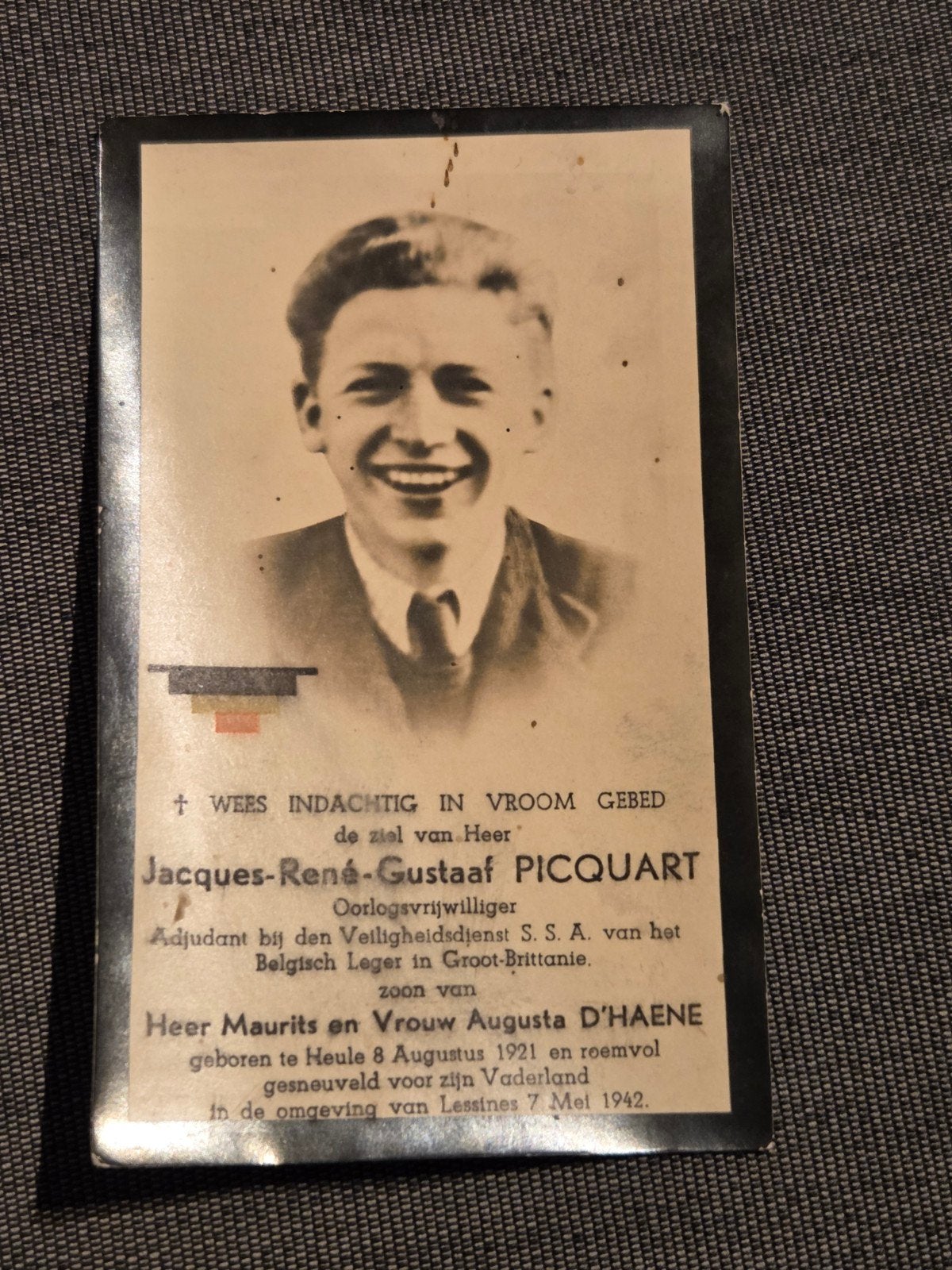Carte de prière pour un agent parachuté, Enlèvement ou Envoi