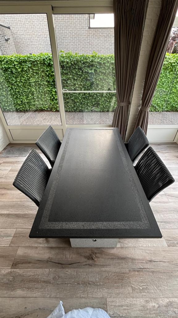 Luxe eet/tuintafel Gezoete Blauwe Hardsteen– 180x90 cm, Tuin en Terras, Ophalen, Zo goed als nieuw