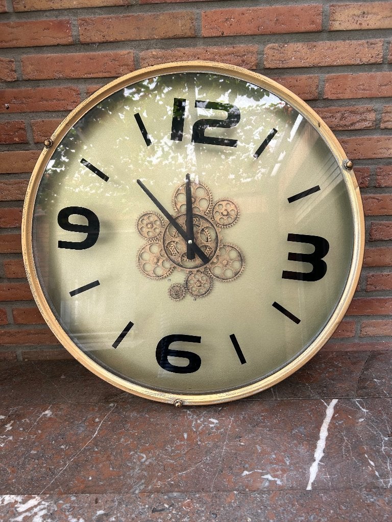 Wandklok, Huis en Inrichting, Woonaccessoires | Klokken, Goud, Wandklok, Analoog, Zo goed als nieuw