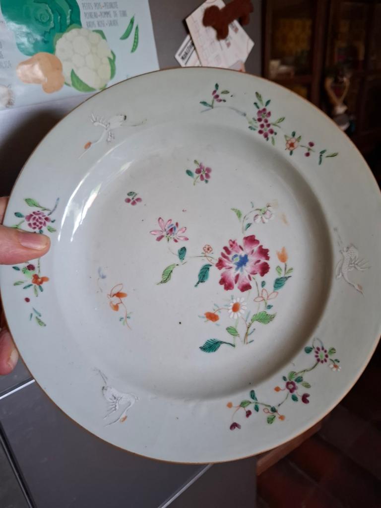 Assiettes famille rose dynastie Qing Quian long