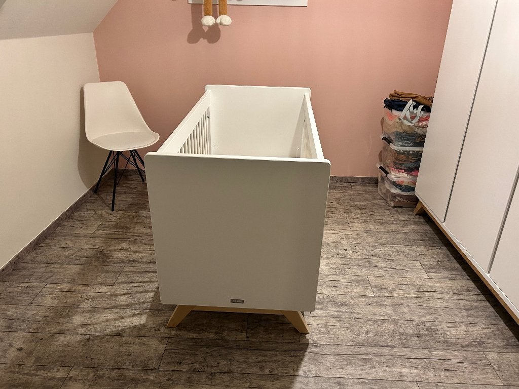 Babybed Bopita 60 x 120, Kinderen en Baby's, Kinderkamer | Bedden, Ophalen, Gebruikt, Lattenbodem, Minder dan 140 cm
