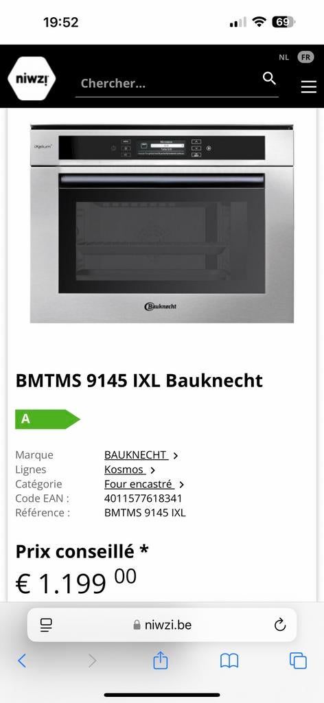 Four encastrable Bauknecht BMTMS 9145 IXL – multifonction, Enlèvement, Comme neuf, Fonction micro-ondes, Four