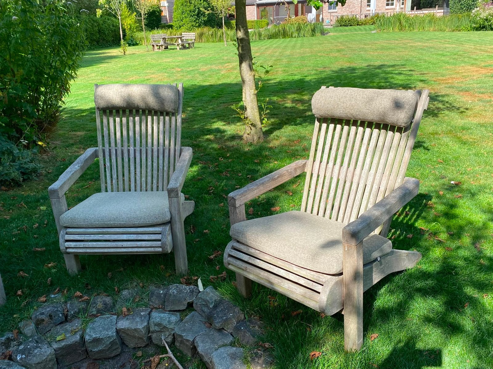 2 houten tuinstoelen (‘Easy’ stoel Orso Teak), Ophalen, Gebruikt