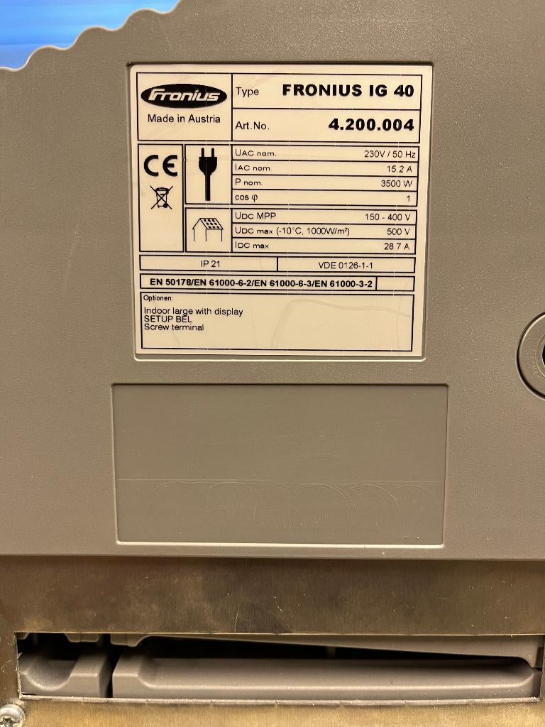 onduleur FRONIUS, Bricolage & Construction, Enlèvement, Utilisé, Autres types, 200 watts-crêtes ou plus
