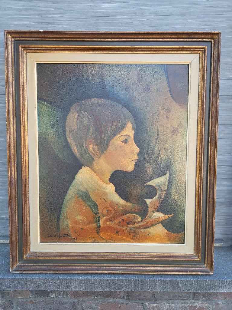 huile sur panneau le page signe Charles delporte 1972, Antiek en Kunst, Kunst | Schilderijen | Klassiek, Ophalen of Verzenden