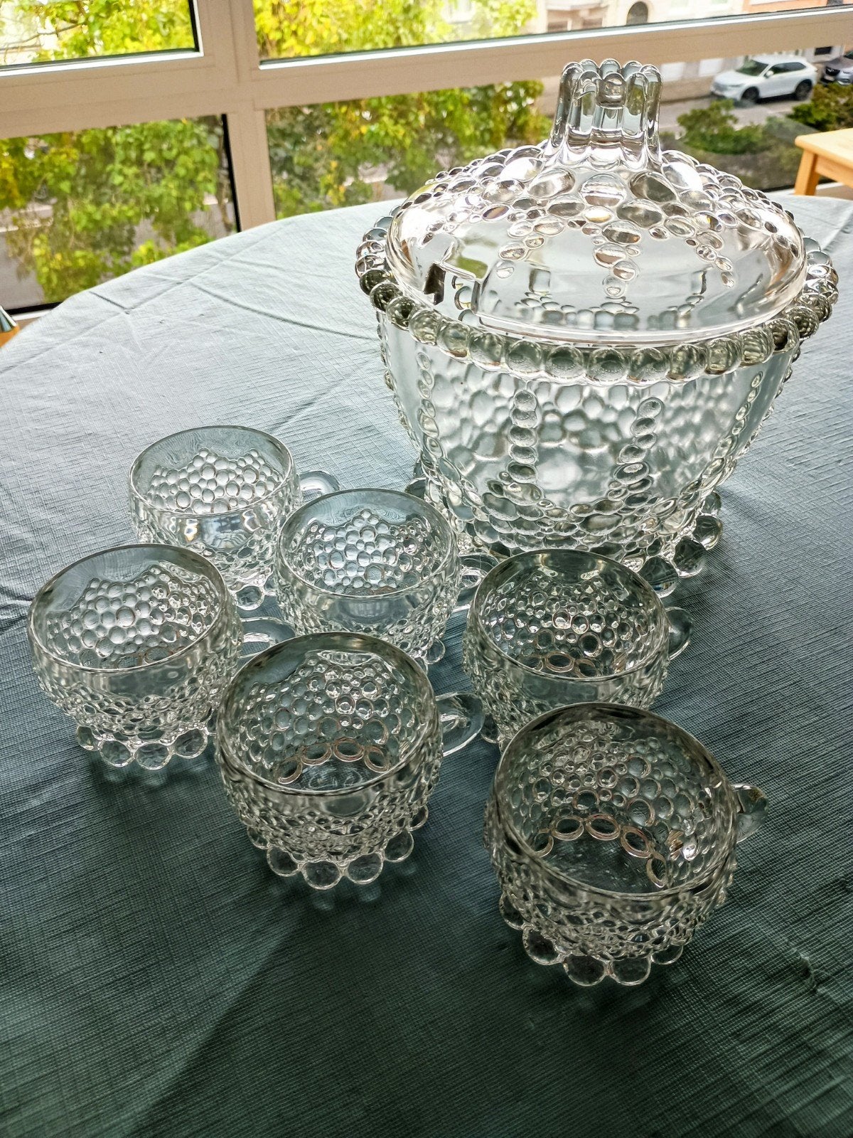 vruchten bowl en 6 glazen ik, Antiek en Kunst, Ophalen