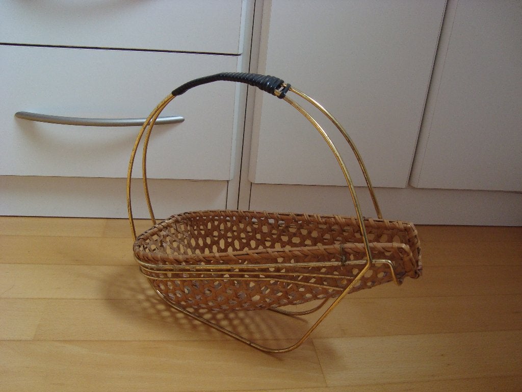 porte bouteille osier et laiton années 70'-80', Maison & Meubles, Enlèvement, Comme neuf, Moins de 5 bouteilles