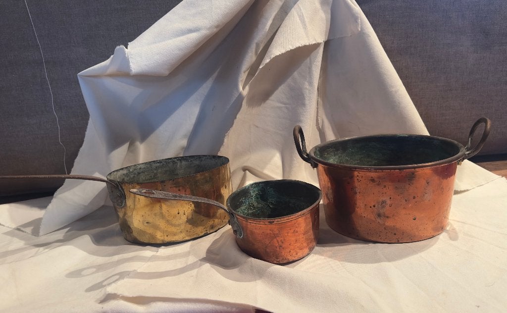 3 Koperen potten, Antiek en Kunst, Antiek | Brons en Koper, Ophalen, Koper