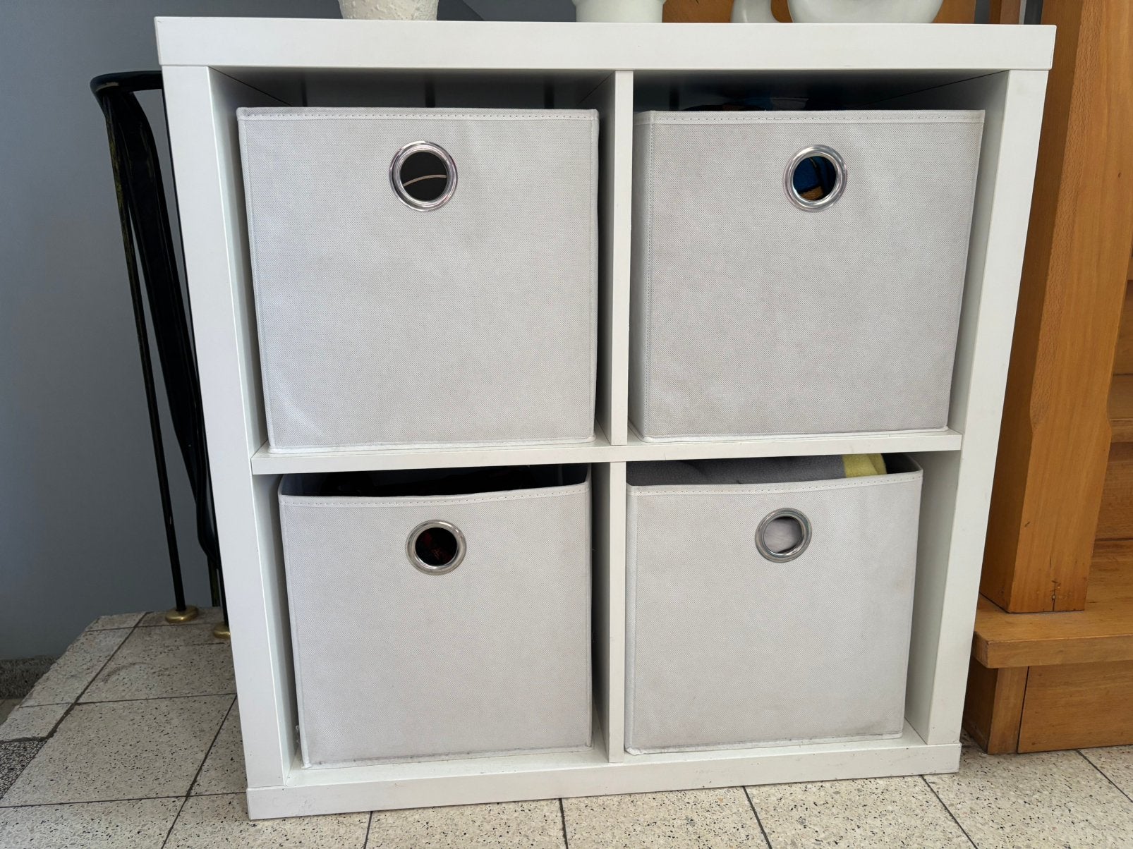 Set van 4 witte manden voor meubels Ikea Kallax of andere, Huis en Inrichting, Ophalen of Verzenden, Zo goed als nieuw