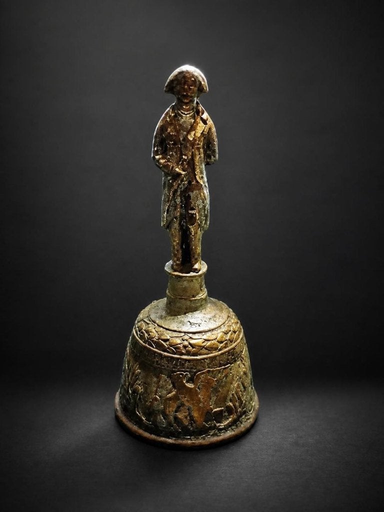 Très ancienne cloche de table en bronze avec Napoléon, Enlèvement, Bronze