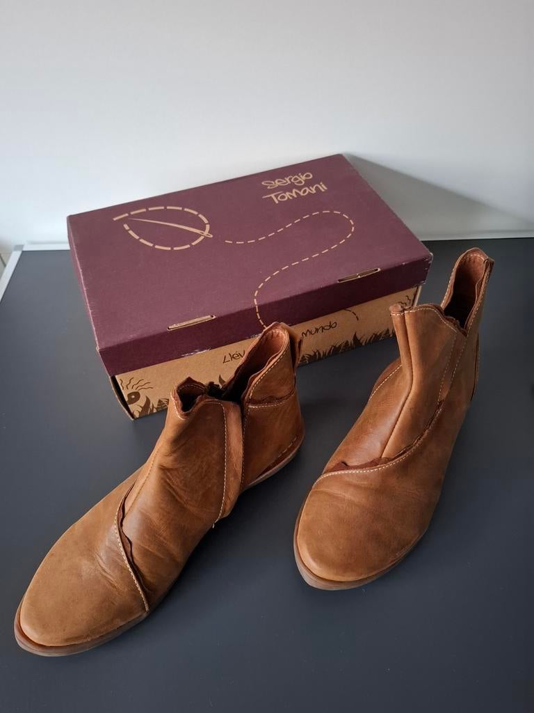 SERGIO TOMANI - Bottes en cuir fermeture éclair - tail 37/38, Neuf, Sergio Tomani, Enlèvement ou Envoi, Brun