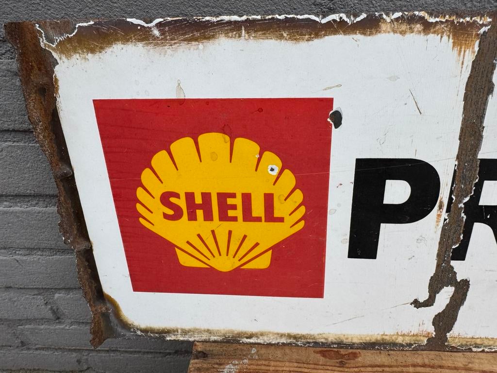 Oud SHELL emaille reclamebord, Ophalen of Verzenden, Gebruikt, Reclamebord