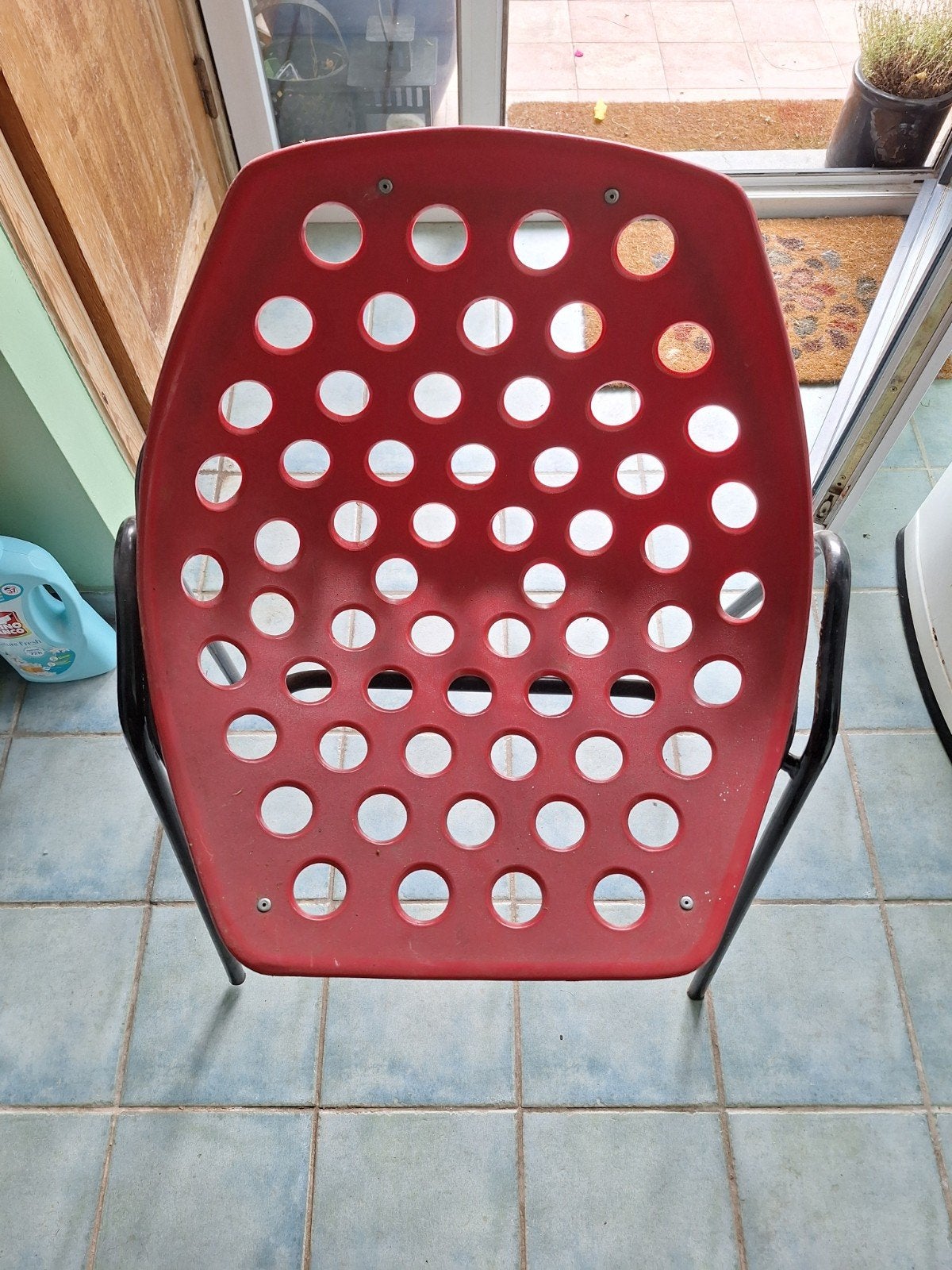 Chaise Coquillage - Pierre Guariche –  (Meurop), Maison & Meubles, Enlèvement, Utilisé, Rouge, Vintage