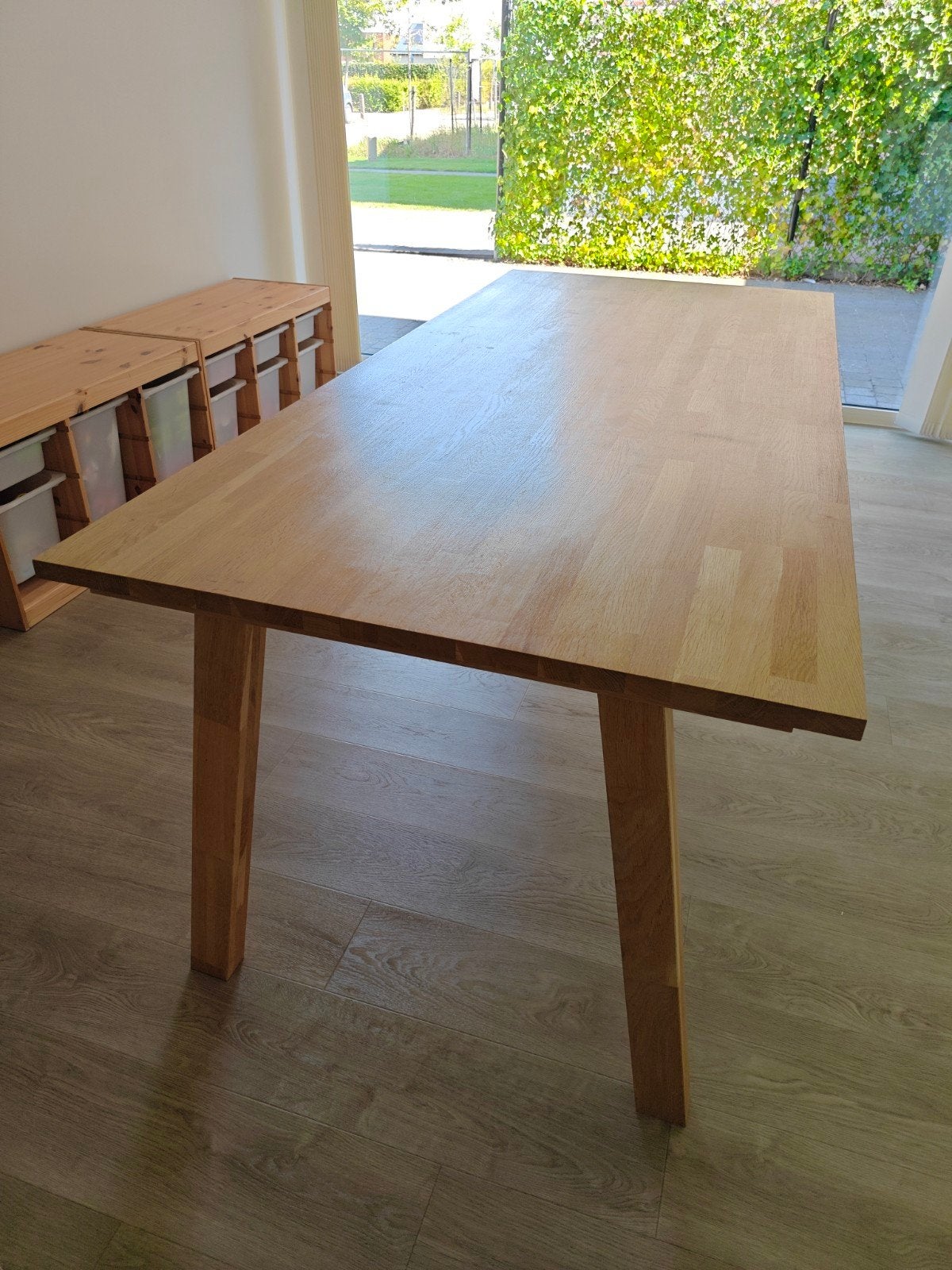 Eettafel 200x90,5, Ophalen, Gebruikt, Eikenhout, 50 tot 100 cm