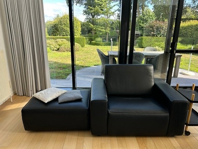 Lederen salon ; één en twee zit met poef, 125 cm ou plus, 150 cm ou plus, Enlèvement, Utilisé