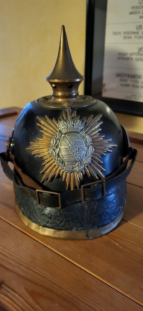 casque à pointe saxon mod.1895 infanterie-Regiment Nr. 181., Collections, Enlèvement ou Envoi