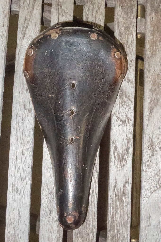 Vintage leren Brooks fietszadel, Gebruikt, Leer, Ophalen of Verzenden, Oldtimerfiets