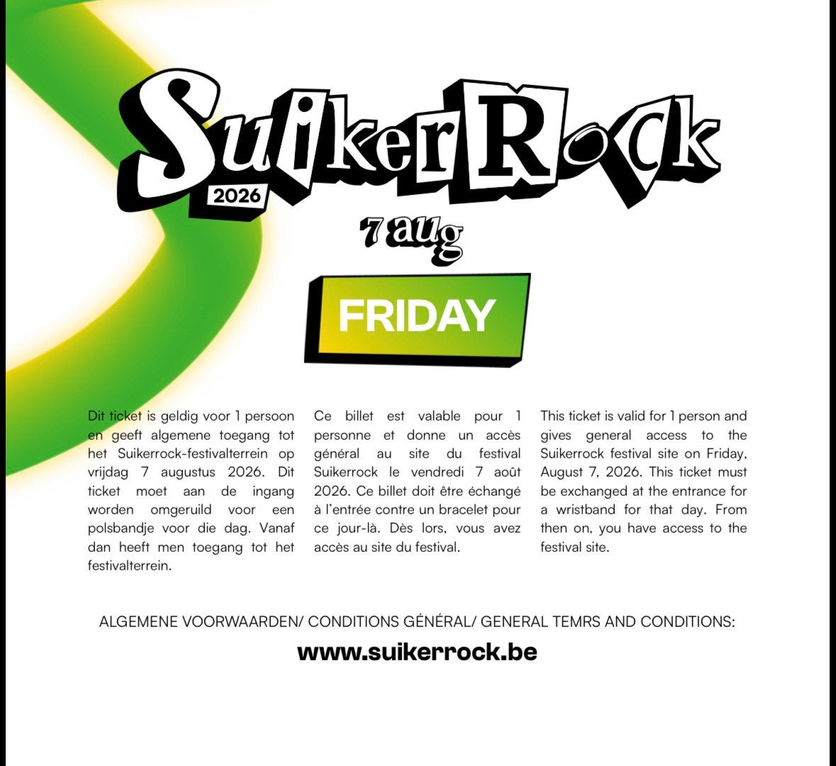 Suikerrock ticket voor vrijdag 7augustus Tienen, Tickets & Billets, Une personne