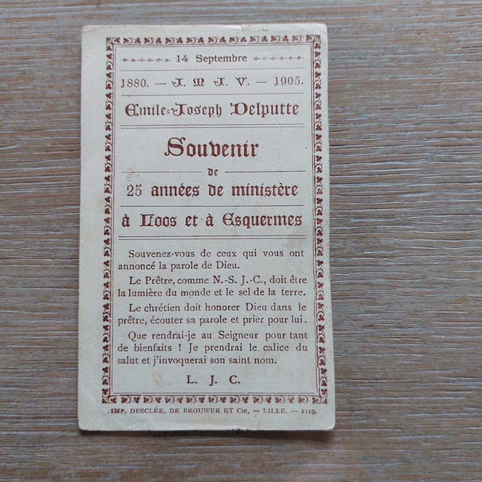 oud bidprentje 1905, Ophalen of Verzenden, Bidprentje