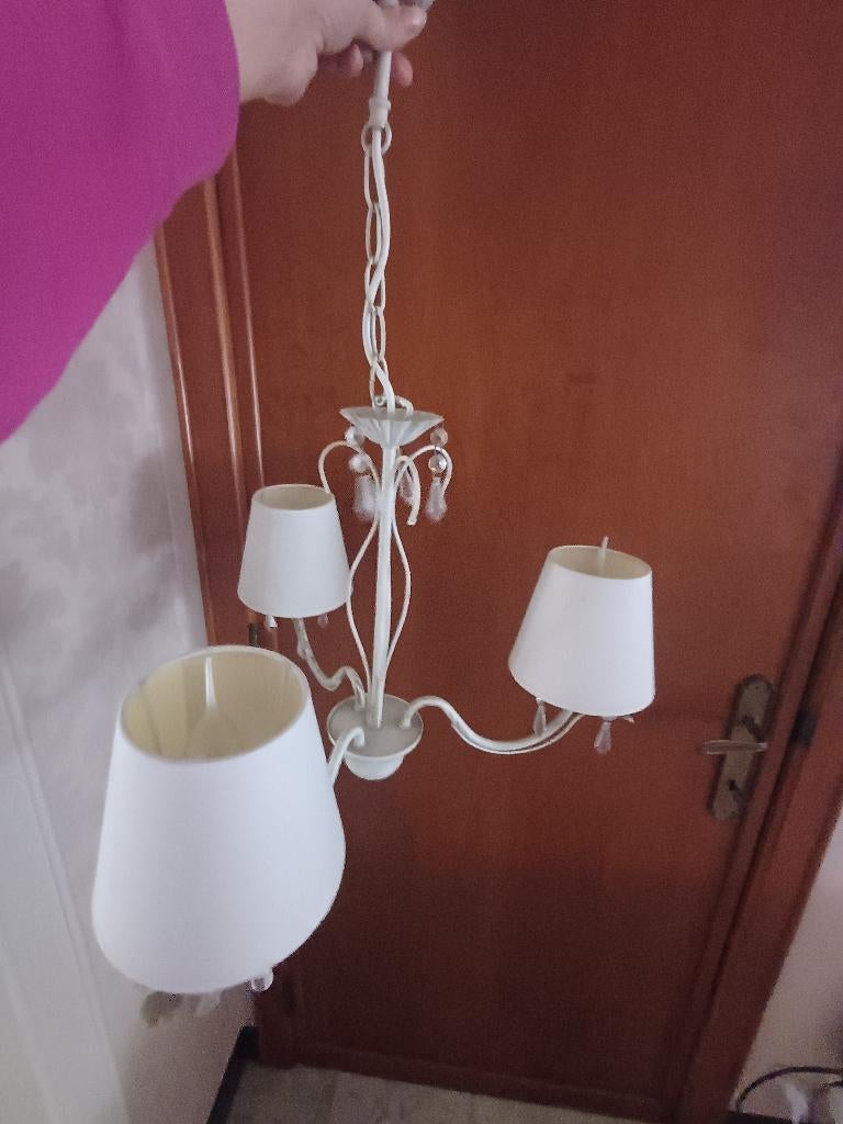 Luster, 3 verlichtingspunten / landelijke stijl, Huis en Inrichting, Lampen | Kroonluchters, Ophalen of Verzenden, Zo goed als nieuw