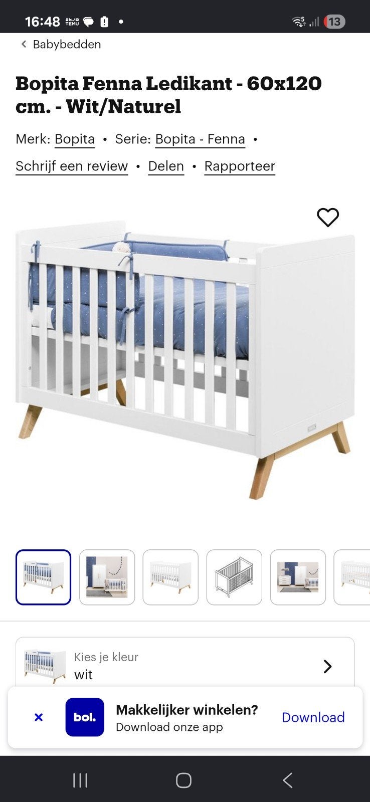 bopita babybed, Enfants & Bébés, Berceaux & Lits, Enlèvement, Comme neuf