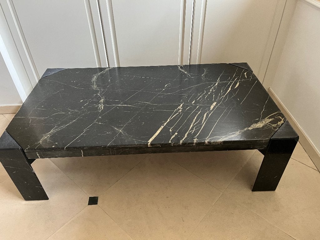 Zwart marmeren salontafel, Huis en Inrichting, Ophalen, Overige materialen, Gebruikt, 100 tot 150 cm