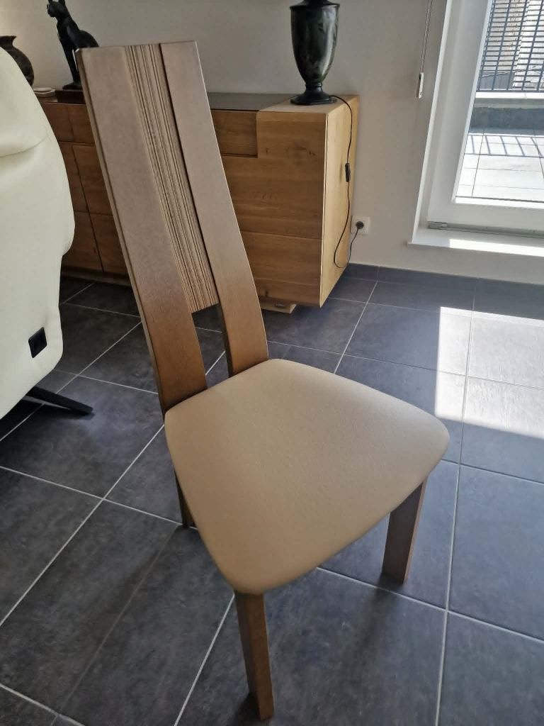 set van 6 eikenhouten stoelen, Ophalen