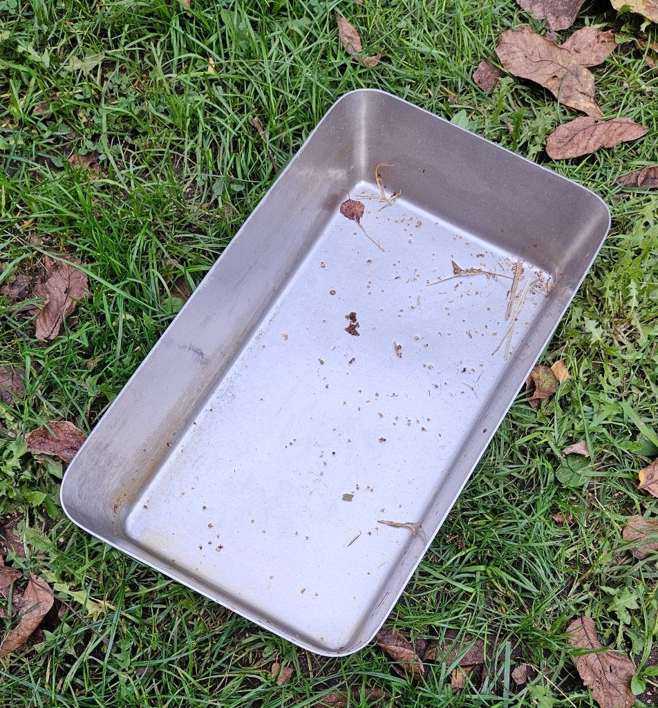 inox schaal, Ophalen, Gebruikt
