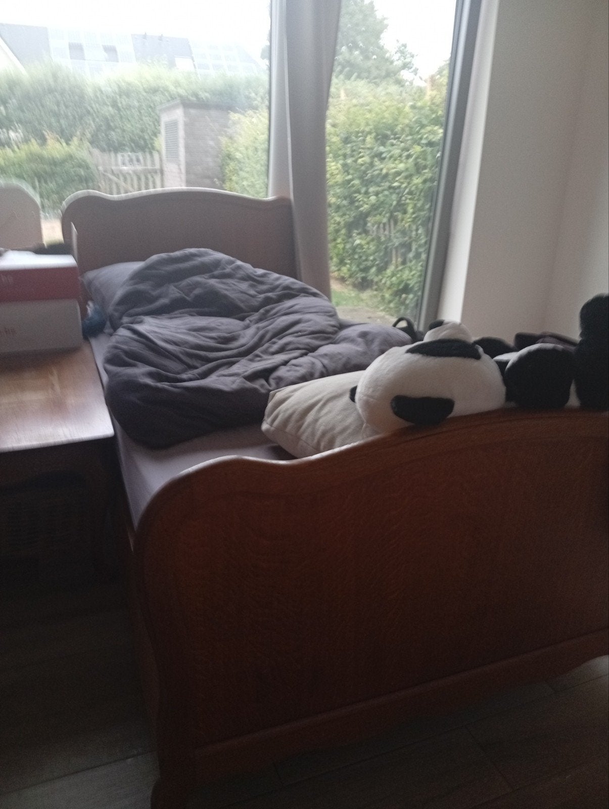 Houten bed, Ophalen, 90 cm, Eenpersoons, Bruin