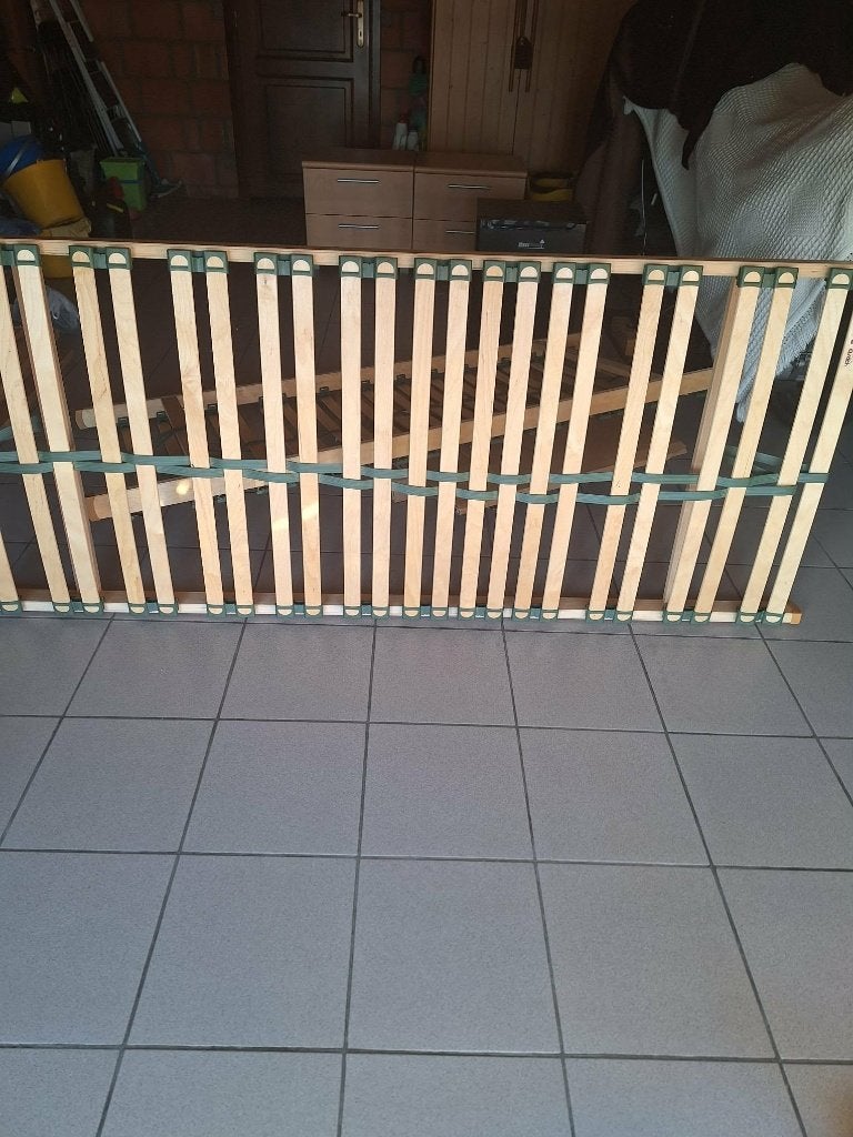 2-persoonsbed + lattenbodems + 2 nachtkastjes, Brun, Enlèvement, Utilisé, 200 cm