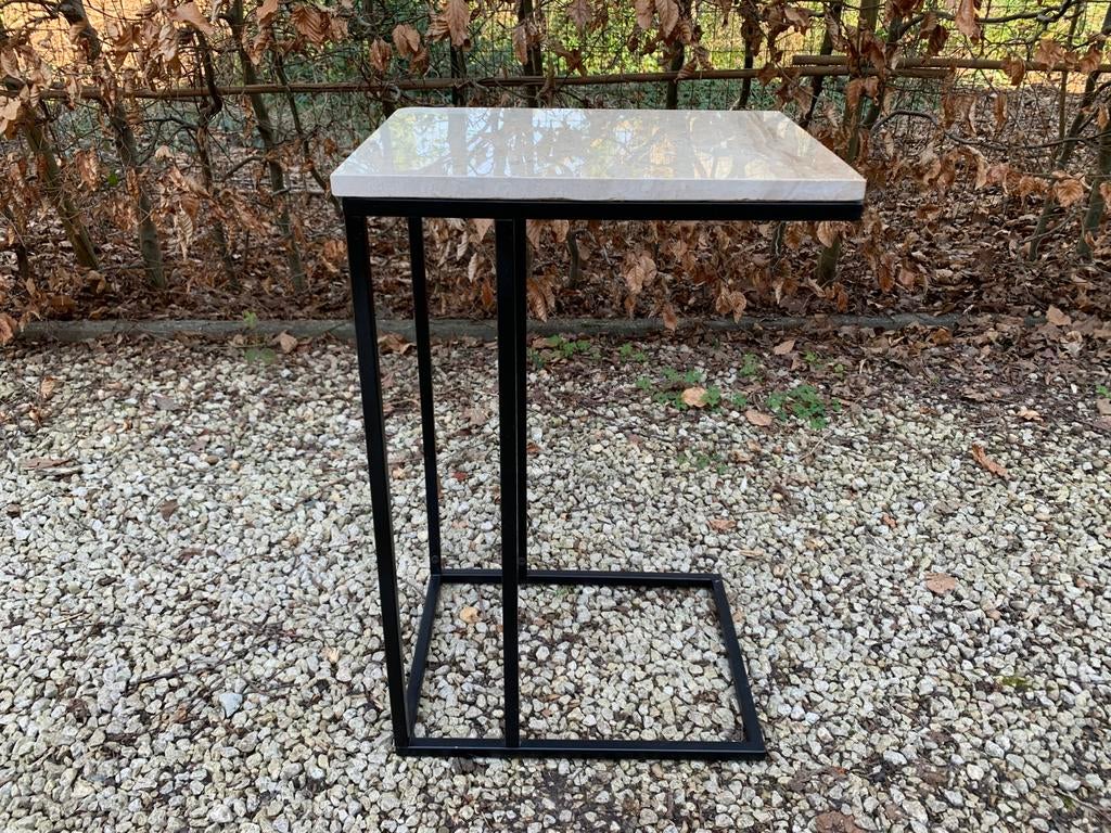 Bijzet Tafel hardsteen voor bank of Fauteuil, Ophalen, Zo goed als nieuw, Metaal