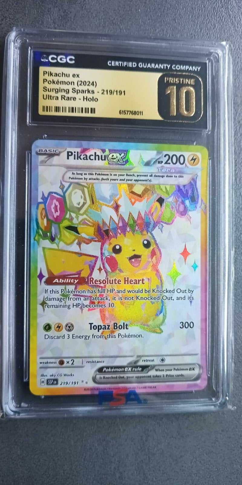 Pikachu ex Surging Sparks 219/191CGC 10 Pristine, Hobby & Loisirs créatifs, Enlèvement ou Envoi