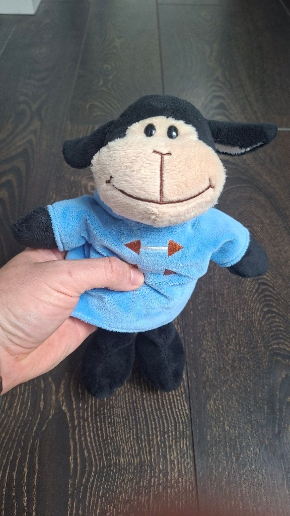 Jouet en forme de mouton ou d'agneau avec tenue bleue, Enlèvement ou Envoi, Comme neuf, Beige