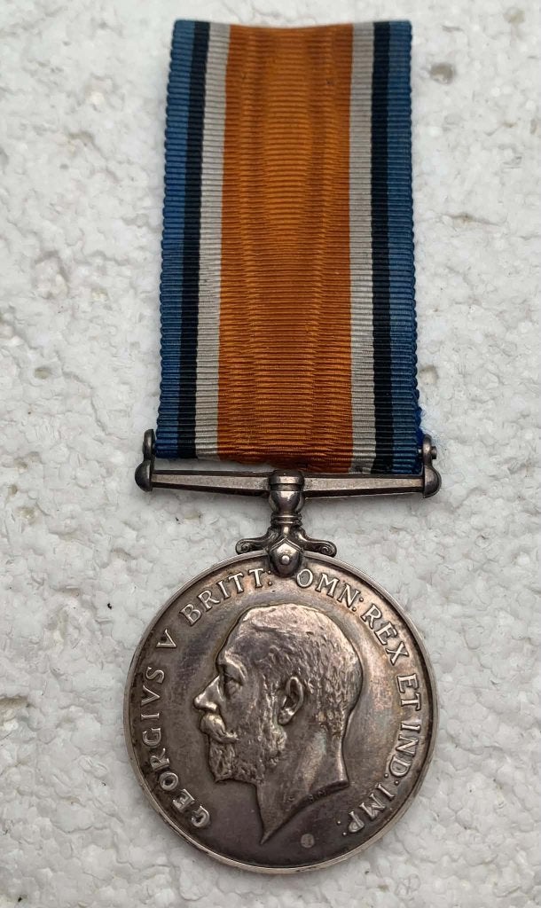 Medaille, Groot-Brittannië, War medal 1914-18, WO1, Op naam, Verzamelen, Ophalen of Verzenden, Landmacht, Lintje, Medaille of Wings