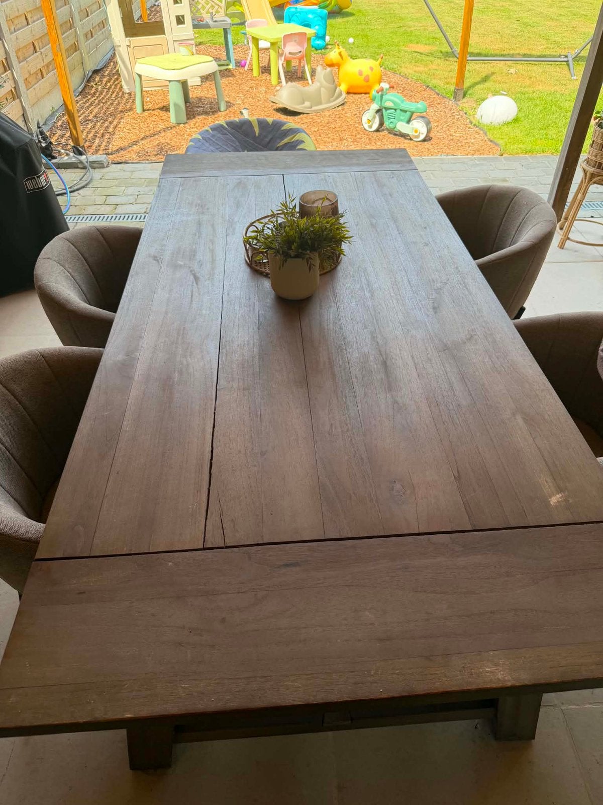 Houten tafel, Huis en Inrichting, Tafels | Eettafels, Ophalen, Gebruikt, Eikenhout, Vijf personen of meer