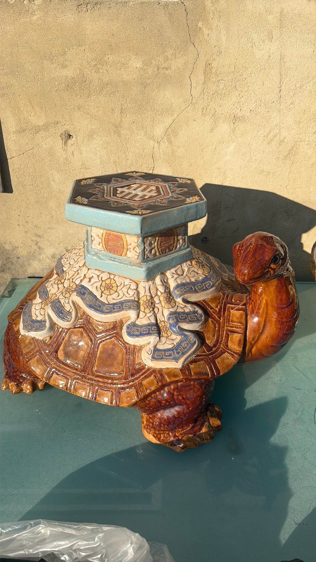 XXL Keramiek schildpad plantentafel vintage, Antiek en Kunst, Ophalen