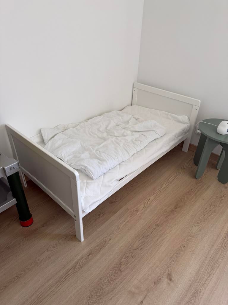 Meegroei bed 0-4 jaar, Huis en Inrichting, Slaapkamer | Bedden, Ophalen, Zo goed als nieuw, Wit