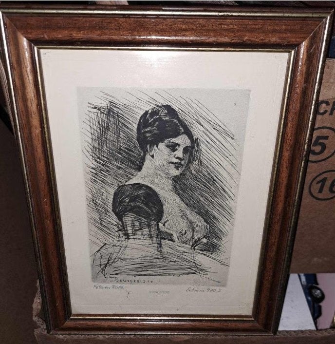 Gravure la bourgeoise de Félicien rops, Antiquités & Art, Art | Eaux-fortes & Gravures, Gravure, Enlèvement ou Envoi