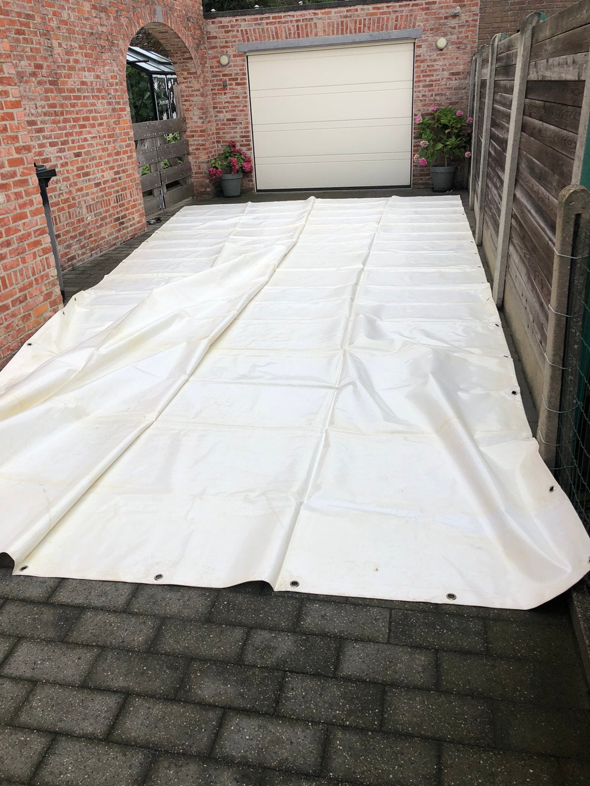 Zwaar afdekzeil wit, Enlèvement, Utilisé