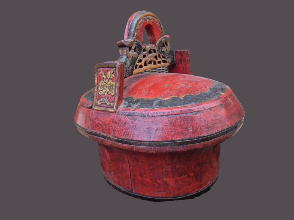 Boîte à riz en bois laqué, Chine., Antiquités & Art, Chine, Enlèvement, Boîte, Bois