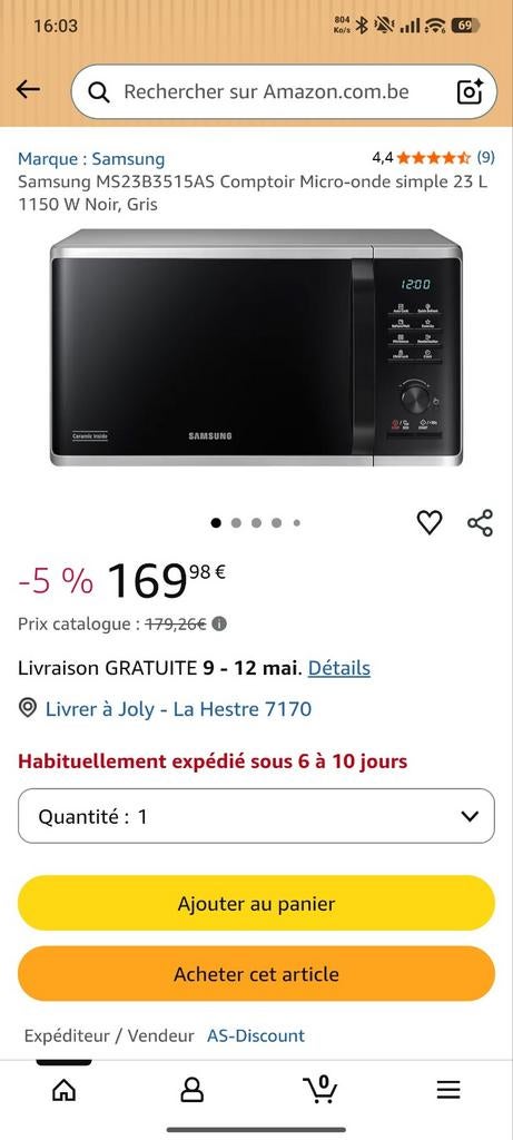 Micro onde Samsung, Enlèvement