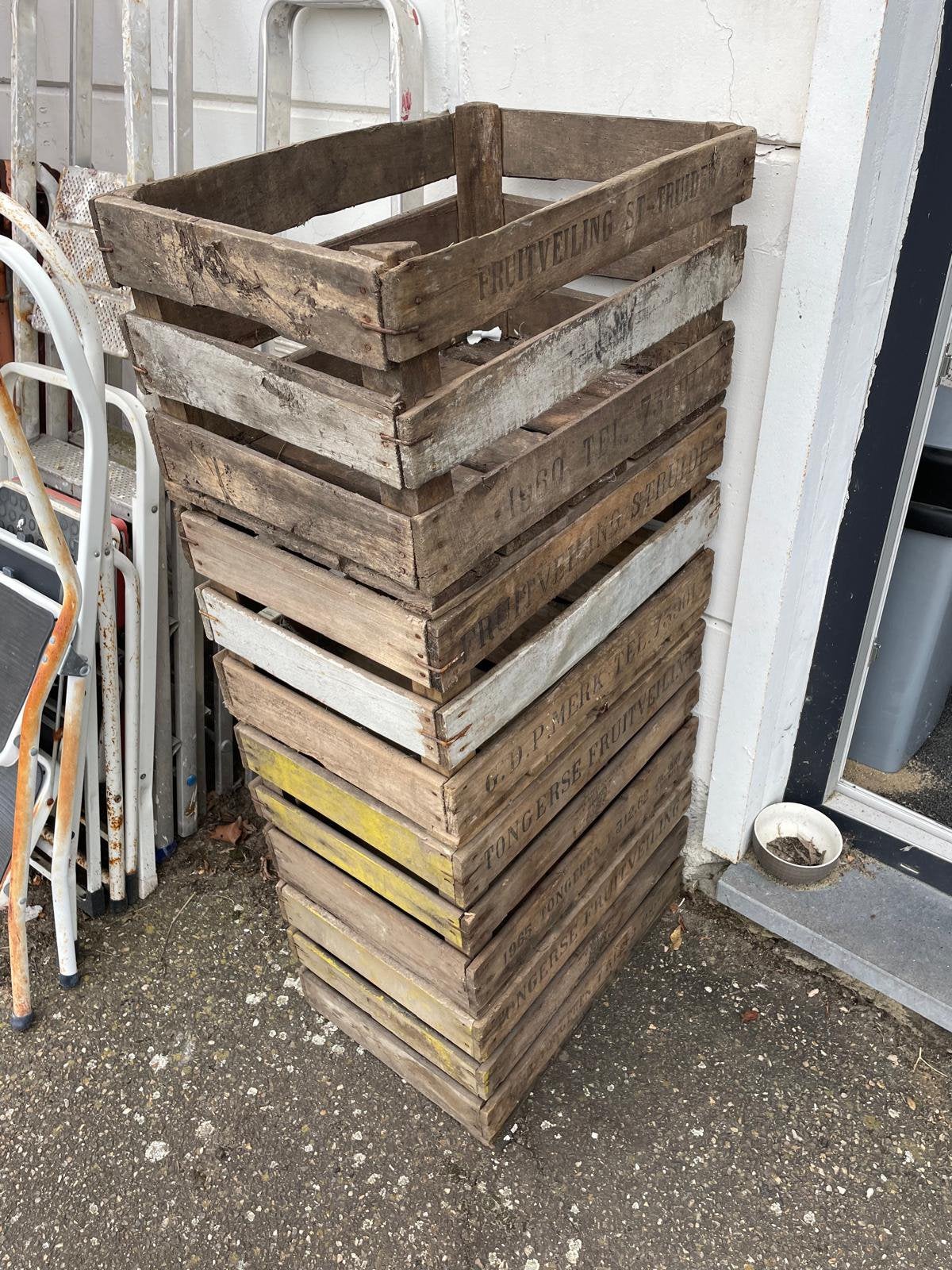 Oude houten fruitkisten St-Truiden & Tongeren, Ophalen, Gebruikt, 50 tot 75 cm, Minder dan 40 cm