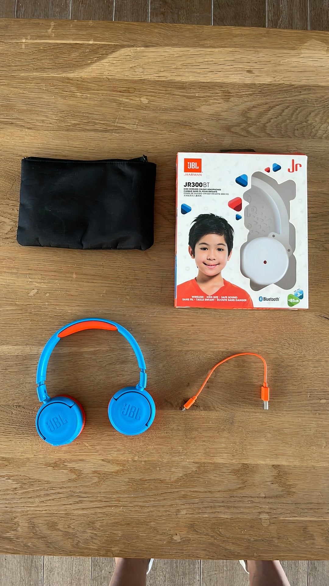 JBL JR300BT Kids Draadloze Koptelefoon - Blauw/Oranje, Ophalen, Zo goed als nieuw